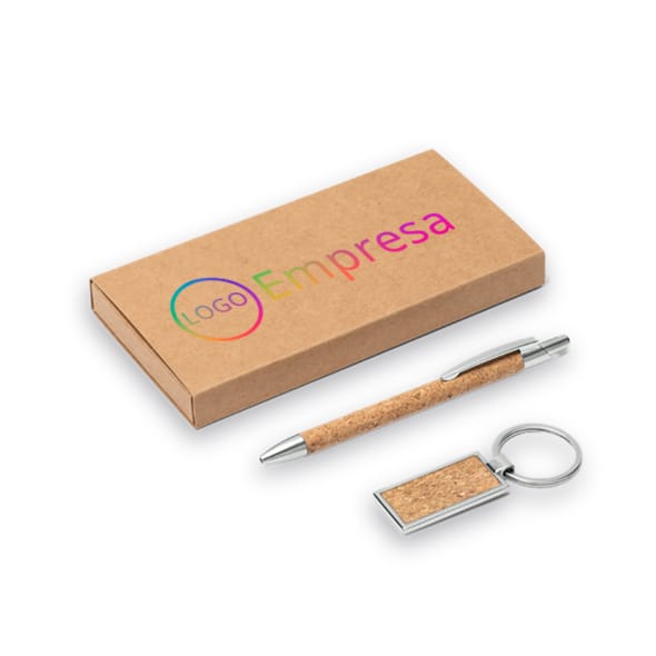 Conjunto de caneta e chaveiro