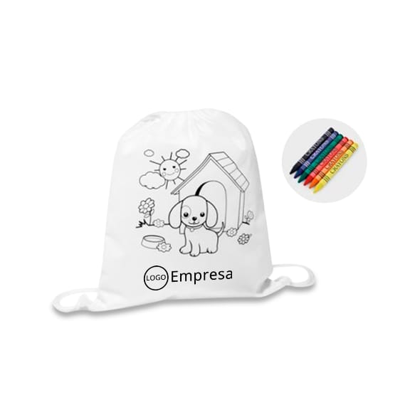 Sacola tipo mochila para colorir